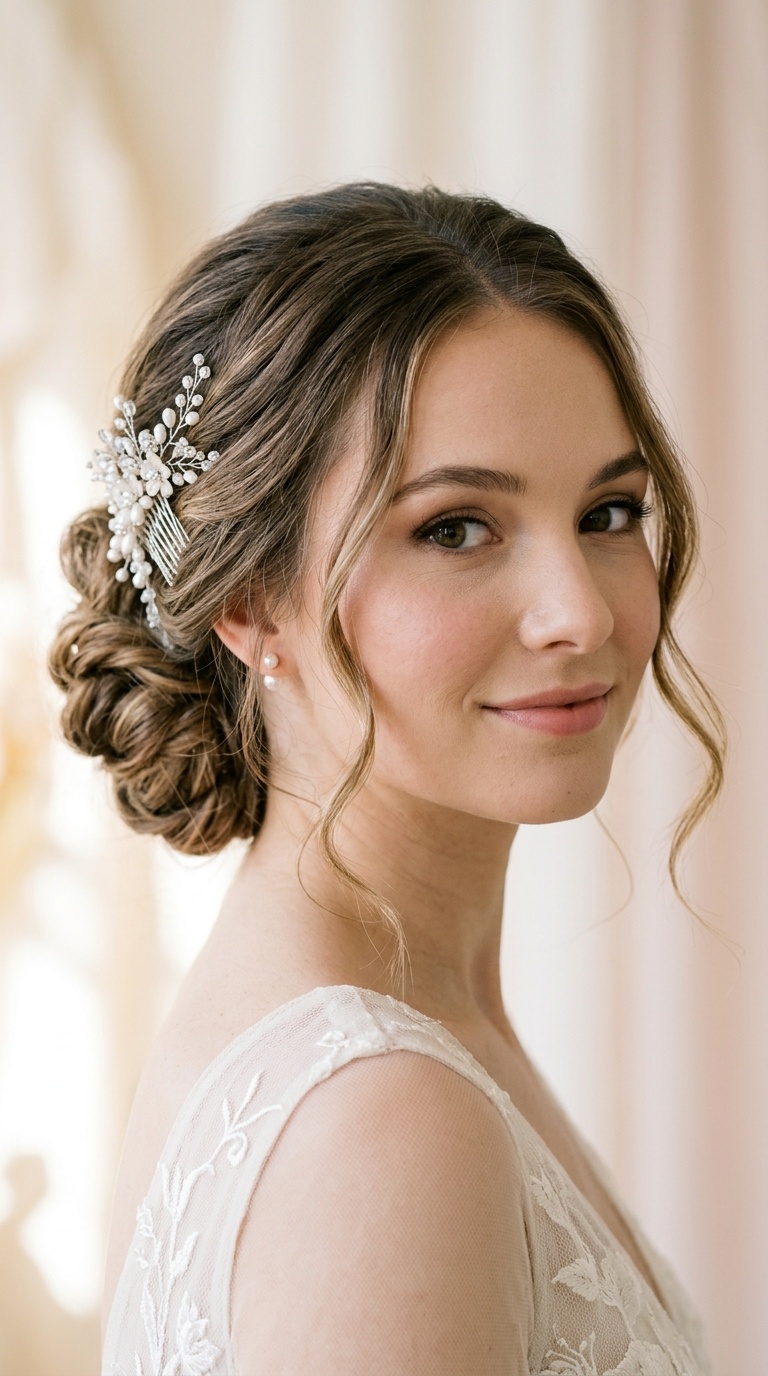Chignon with Face-Framing Tendrils