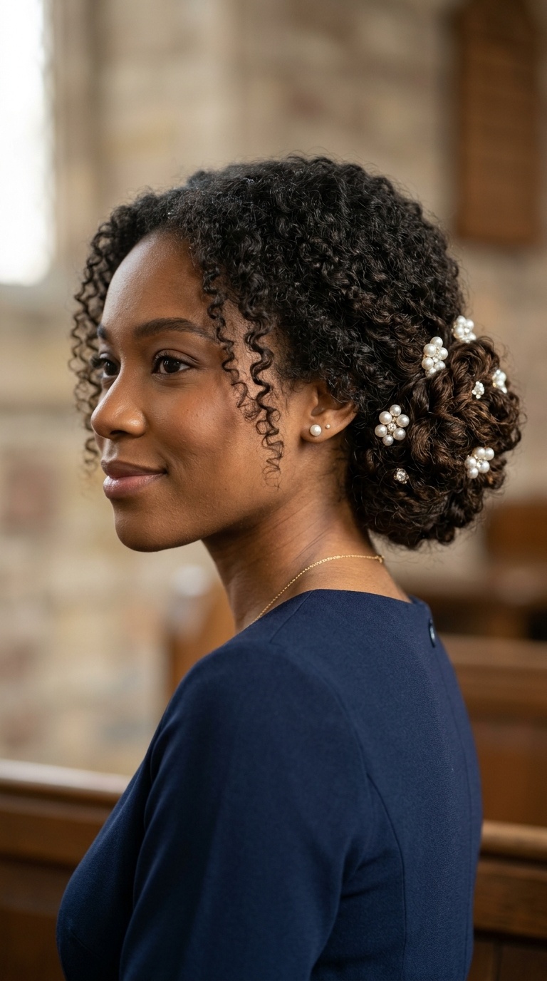 Chignon with Pearl Pins