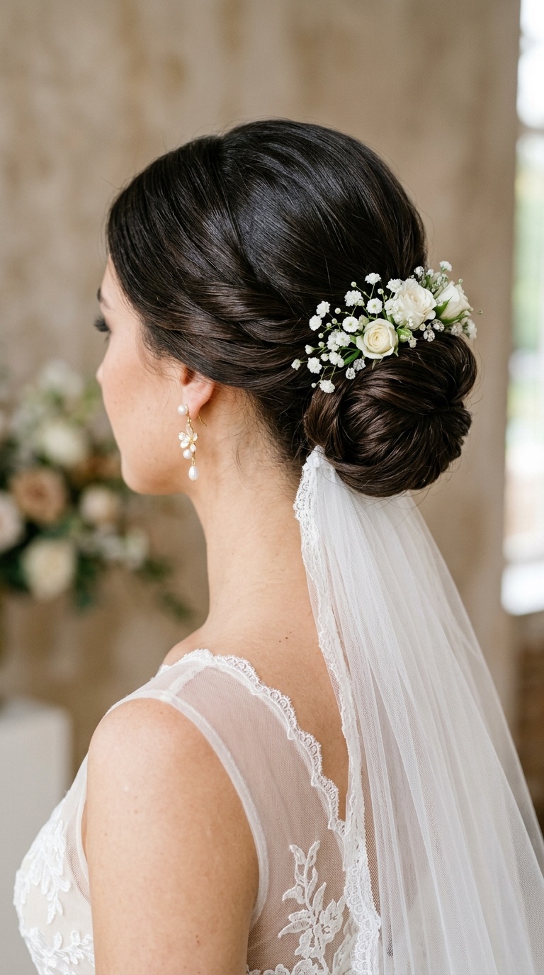 Chignon with Under-Bun Veil Placement