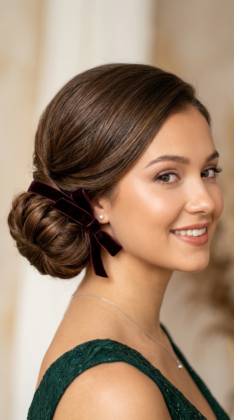 Chignon with Velvet Ribbon