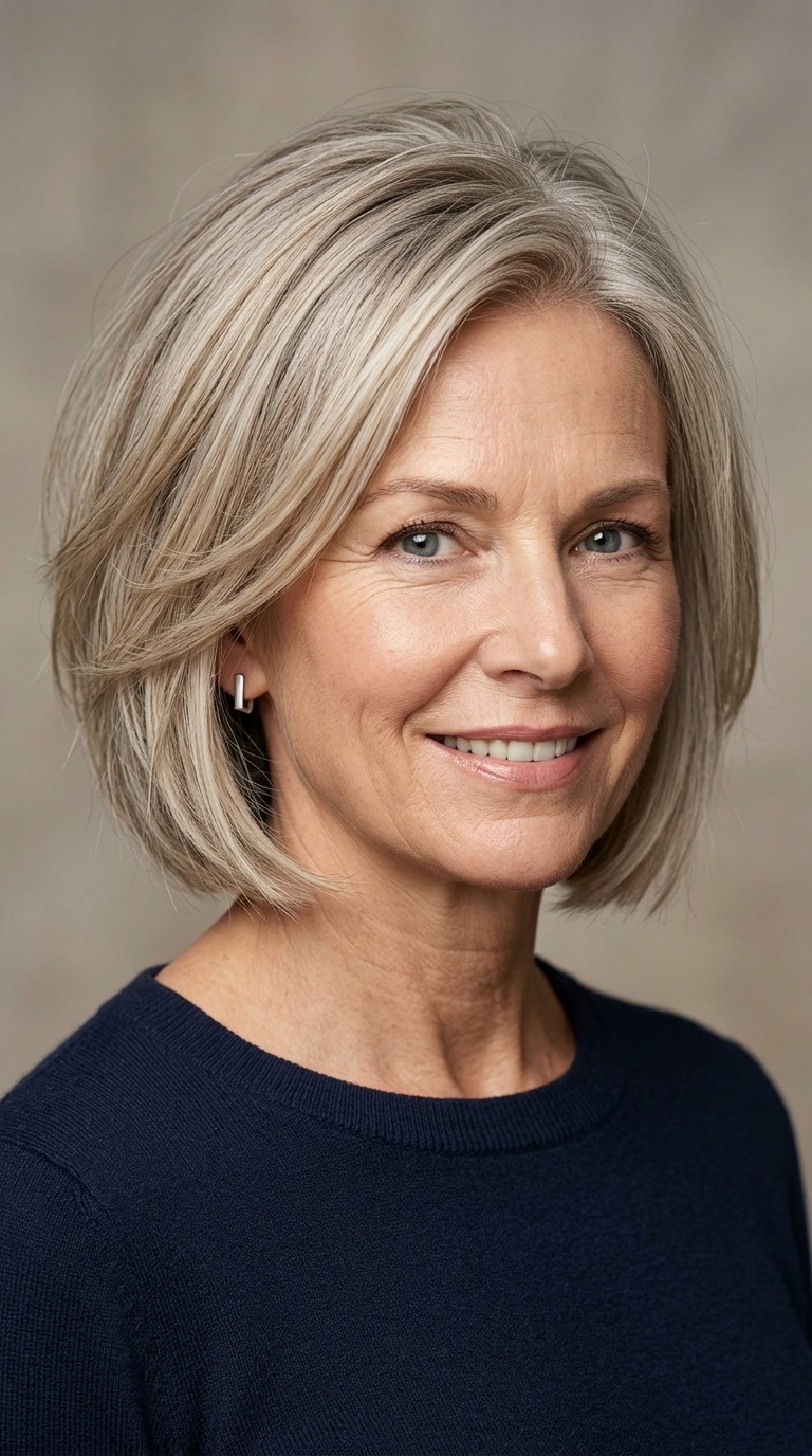 Chin-Length Blunt Bob with Internal Layers