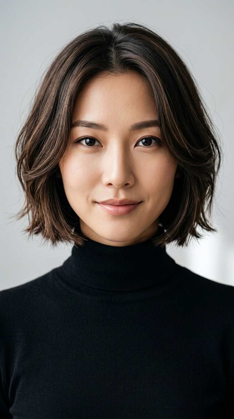 Chin-Length Bob for Diamond Faces