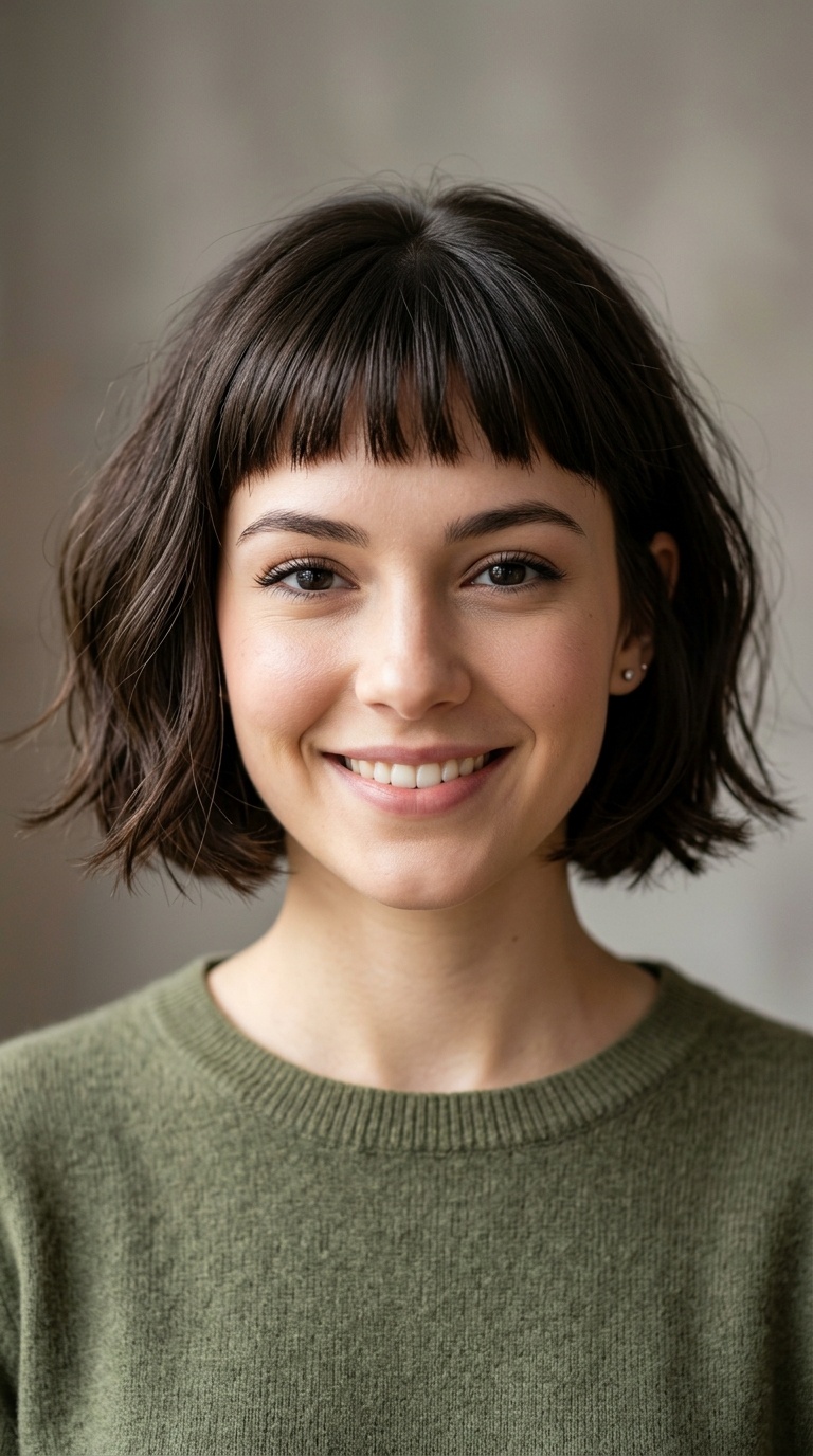 Chin-Length Bob with Micro Bangs