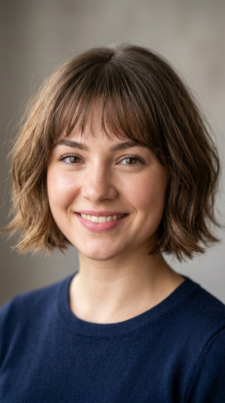 Chin-Length Bob with Wispy Fringe