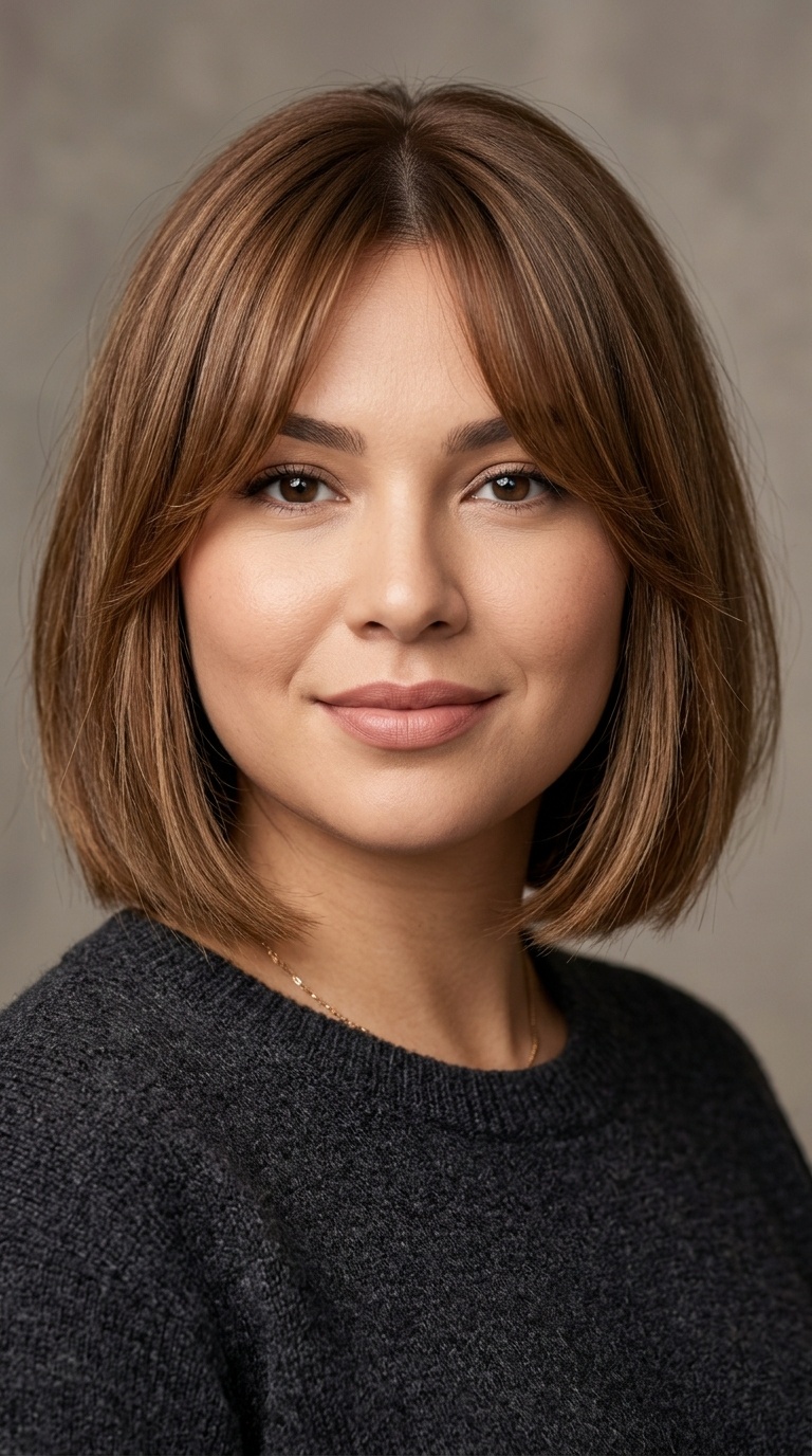 Chin-Length Curtain Bangs