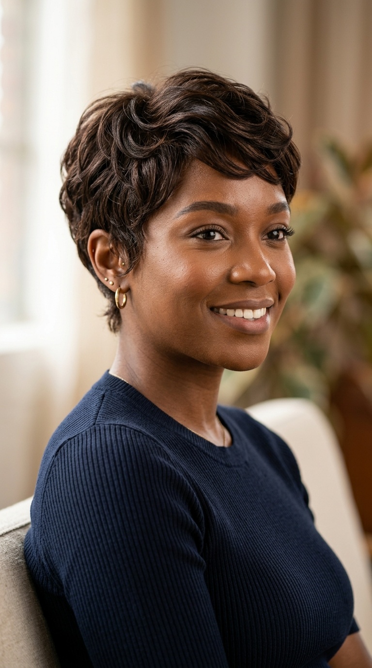 Chocolate Brown Layered Pixie