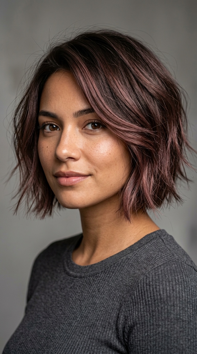 Chocolate Mauve Textured Cut