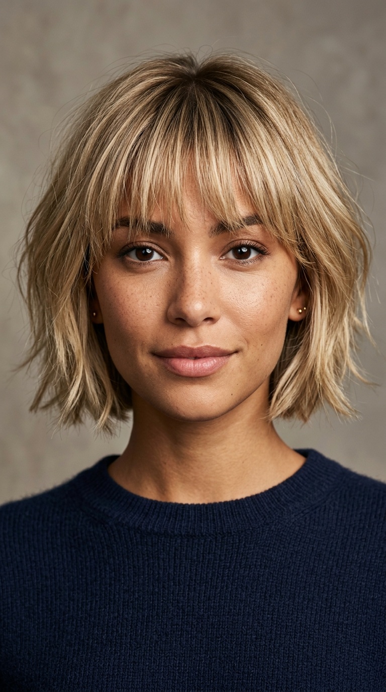 Choppy Bob with Eye-Grazing Fringe