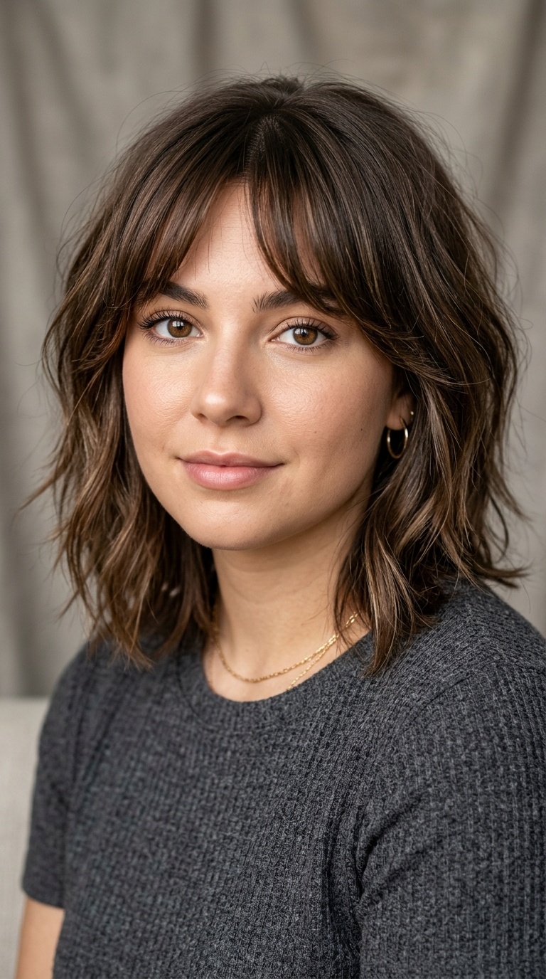 Choppy Lob with Curtain Bangs