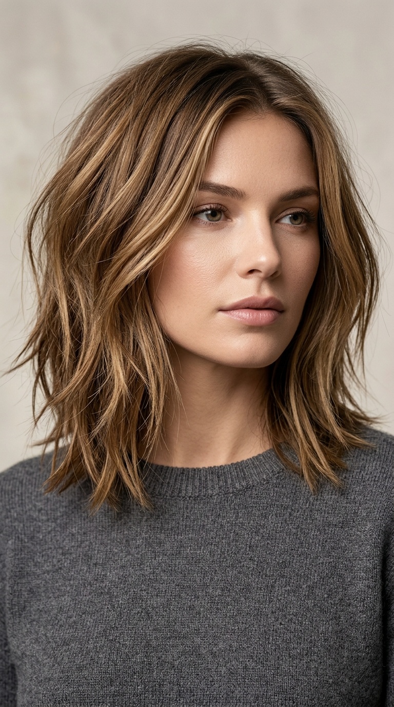 Choppy Lob with Razored Ends