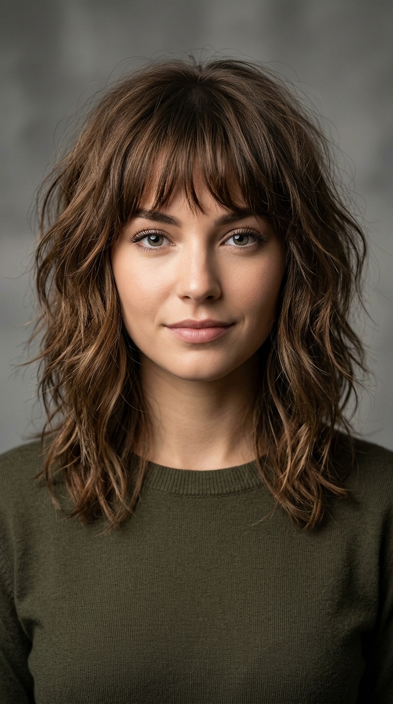 Choppy Mid-Length with Bottleneck Bangs