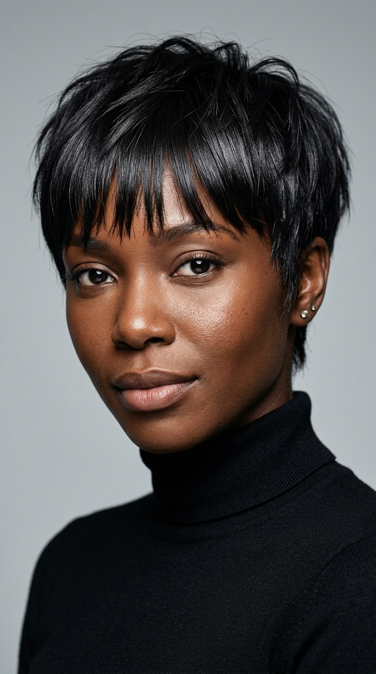 Choppy Pixie Cut with Straightened Fringe