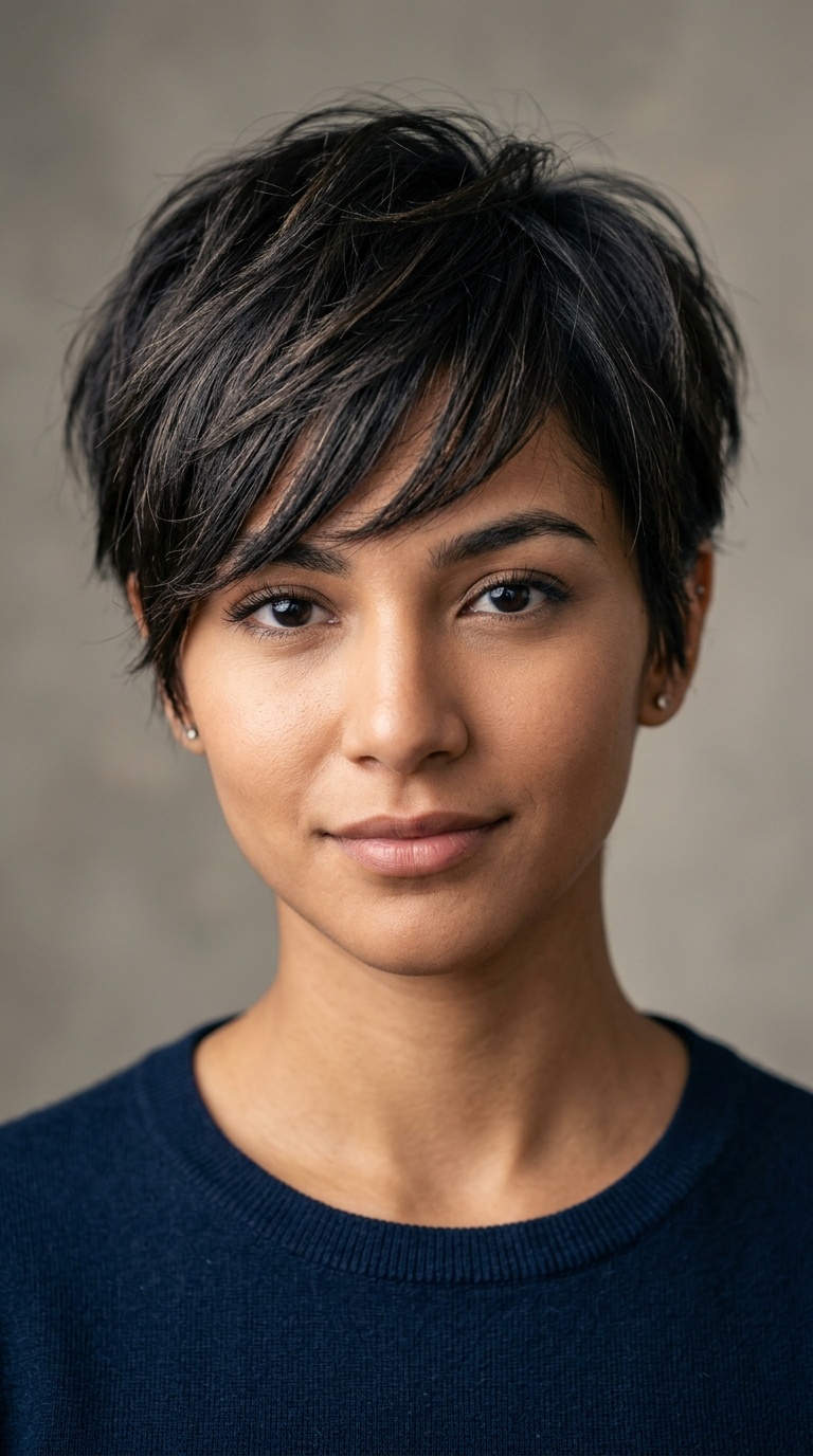 Choppy Pixie with Side-Swept Bangs