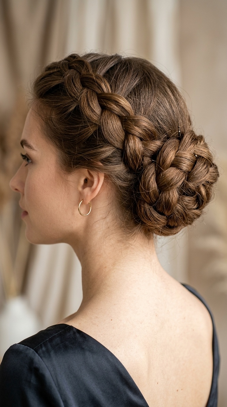 Chunky French Braid Updo