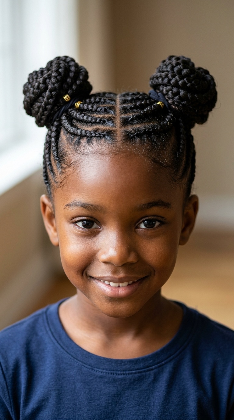 Classic Cornrow Double Buns