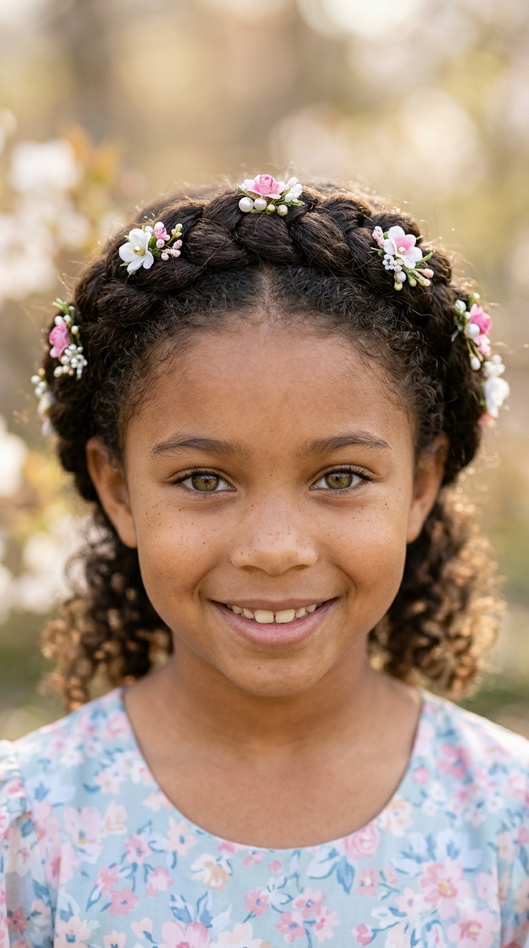 Classic Crown Braid with Floral Pins
