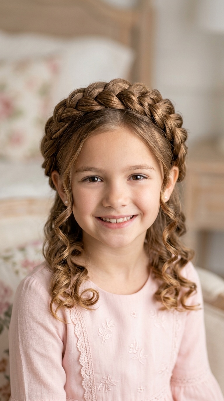 Classic Crown Braid with Ringlets