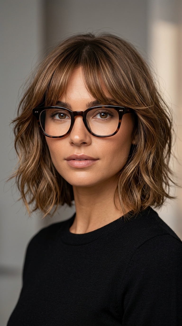 Classic Curtain Bangs and Shag Texture