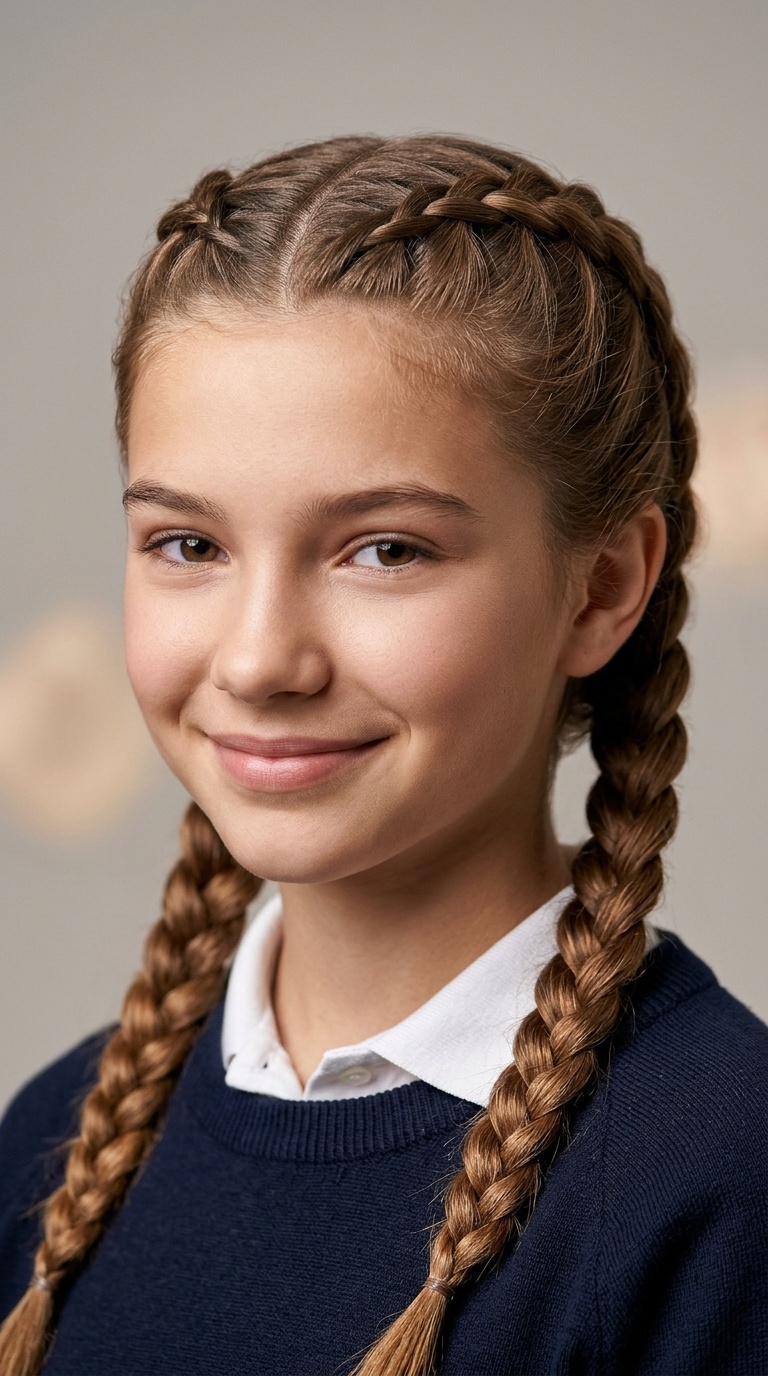 Classic Double French Braids