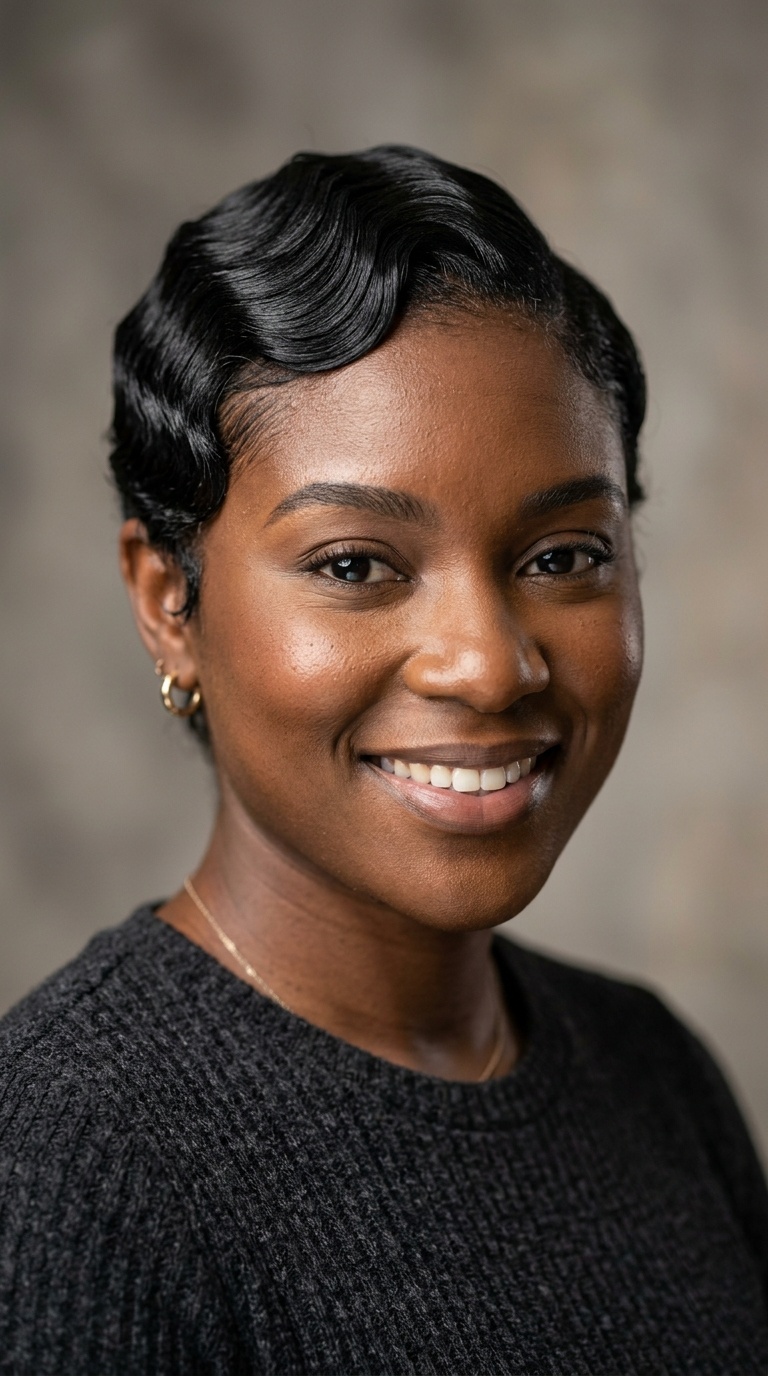 Classic Finger Waves on Relaxed Hair