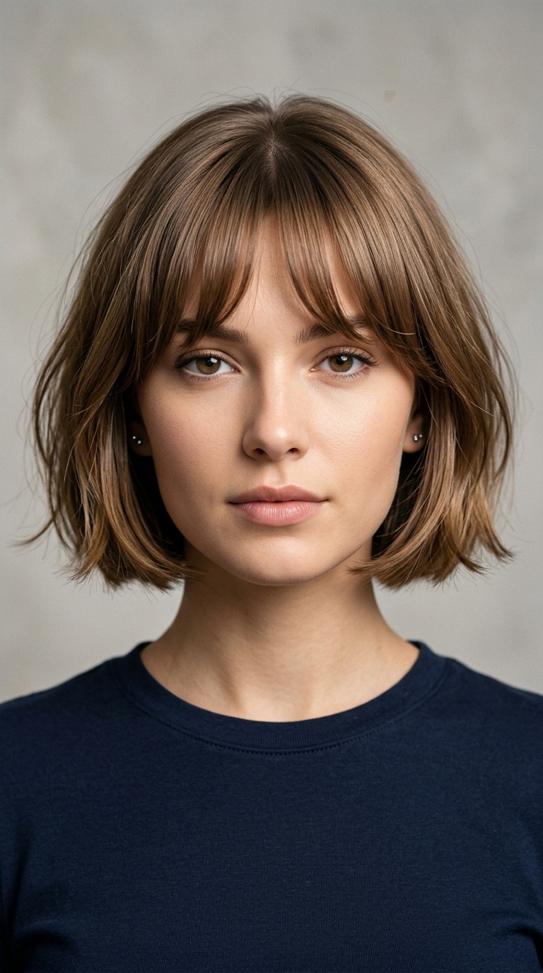 Classic French Bob with Curtain Bangs