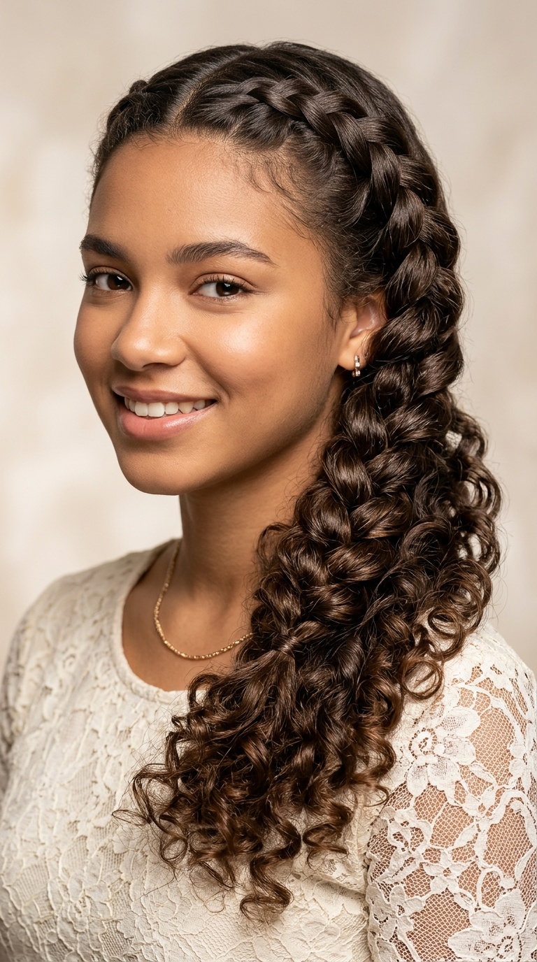 Classic French Braid with a Curly Twist