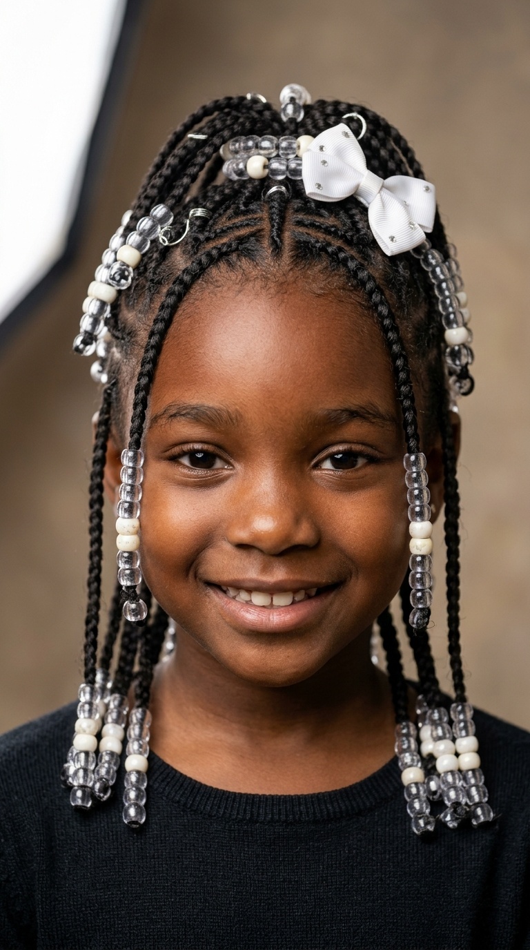 Classic Fulani Braids with Clear Beads