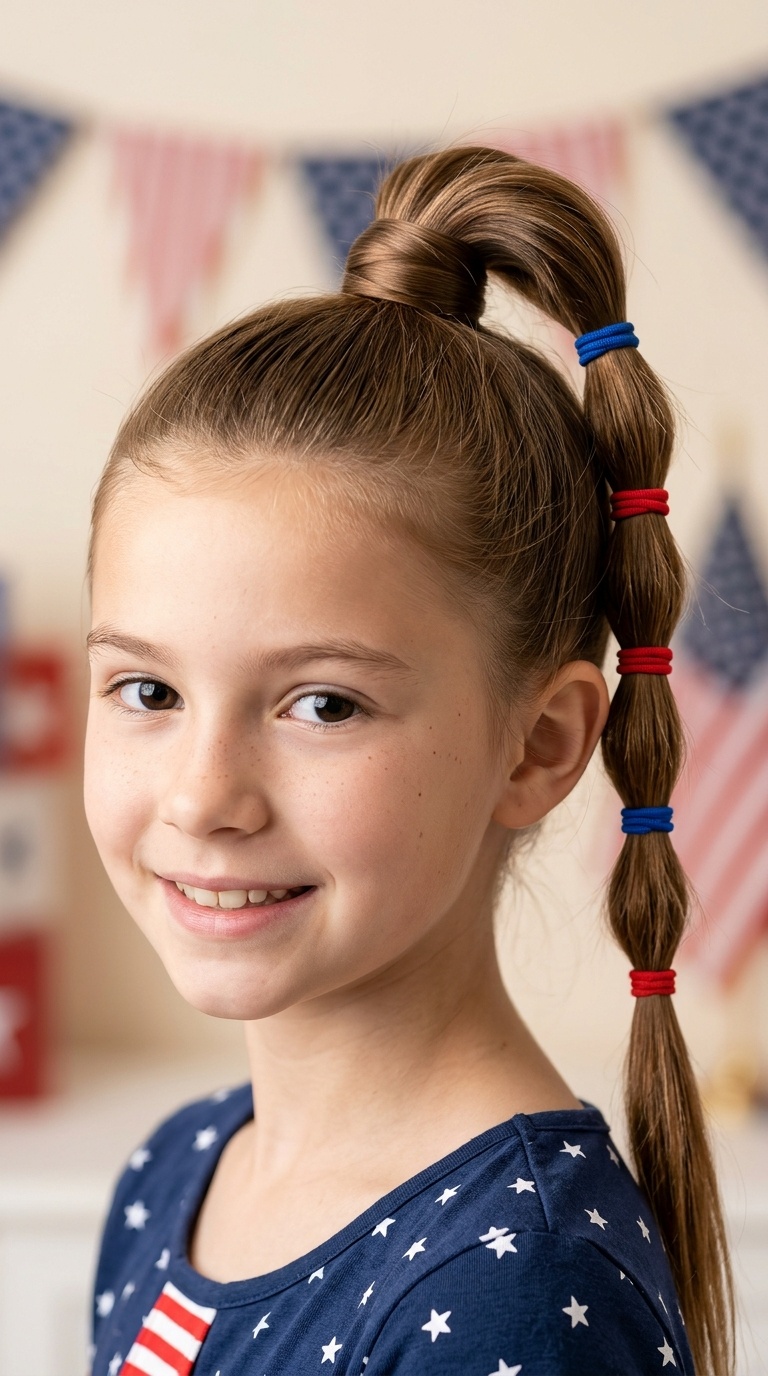 Classic High Ponytail with Alternating Ties