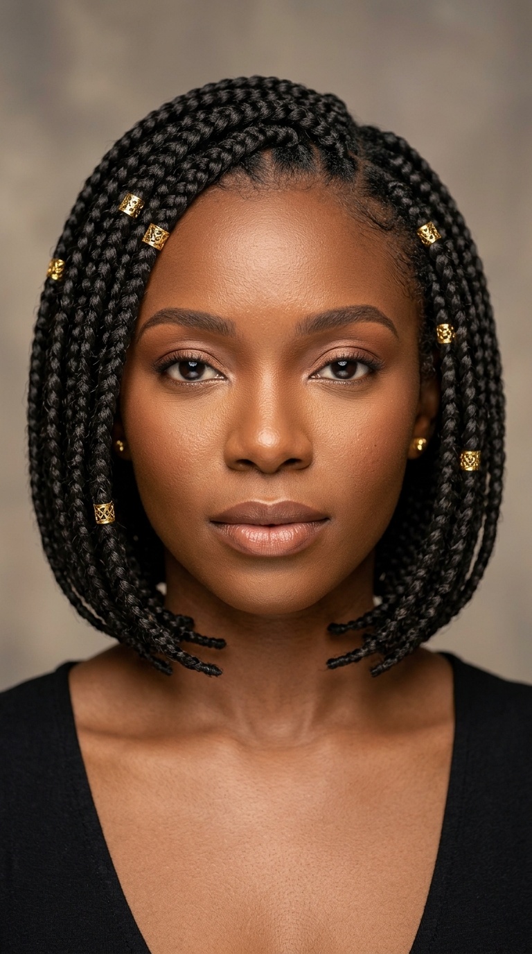 Classic Jaw-Length Bob with Gold Cuffs