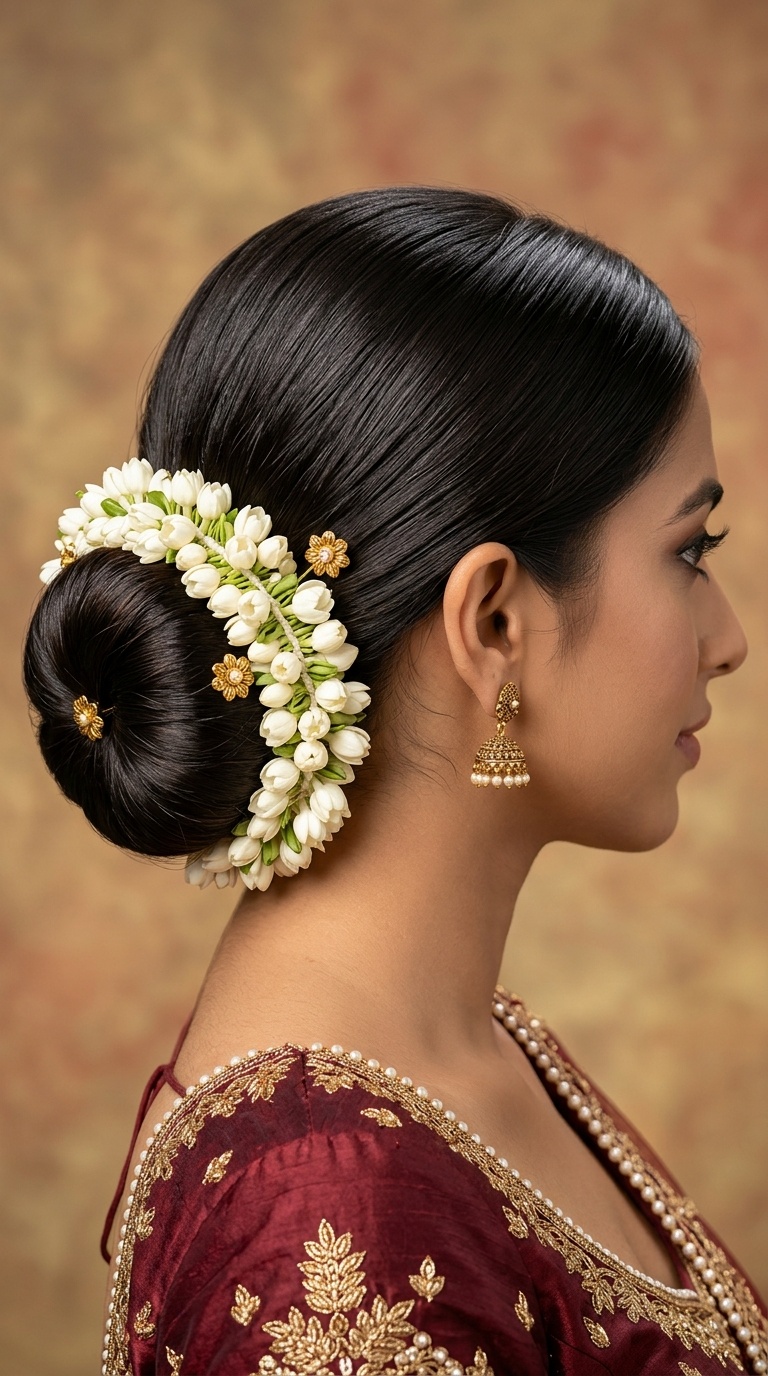 Classic Low Bun with Gajra