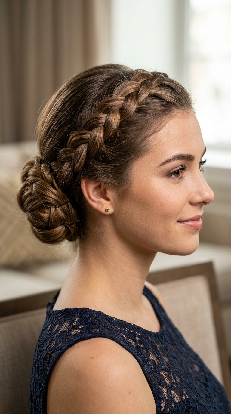 Classic Low Dutch Braided Chignon