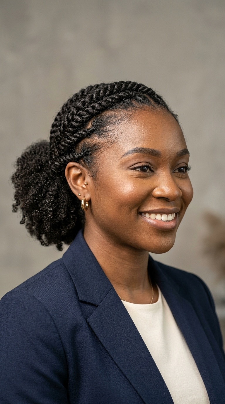 Classic Low Puff with Side Flat Twists