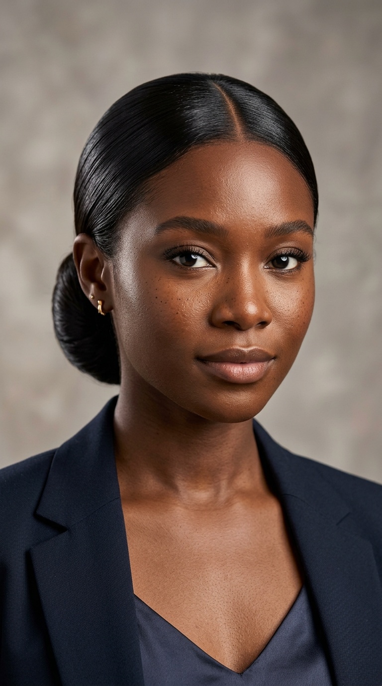 Classic Low Sleek Bun with Middle Part