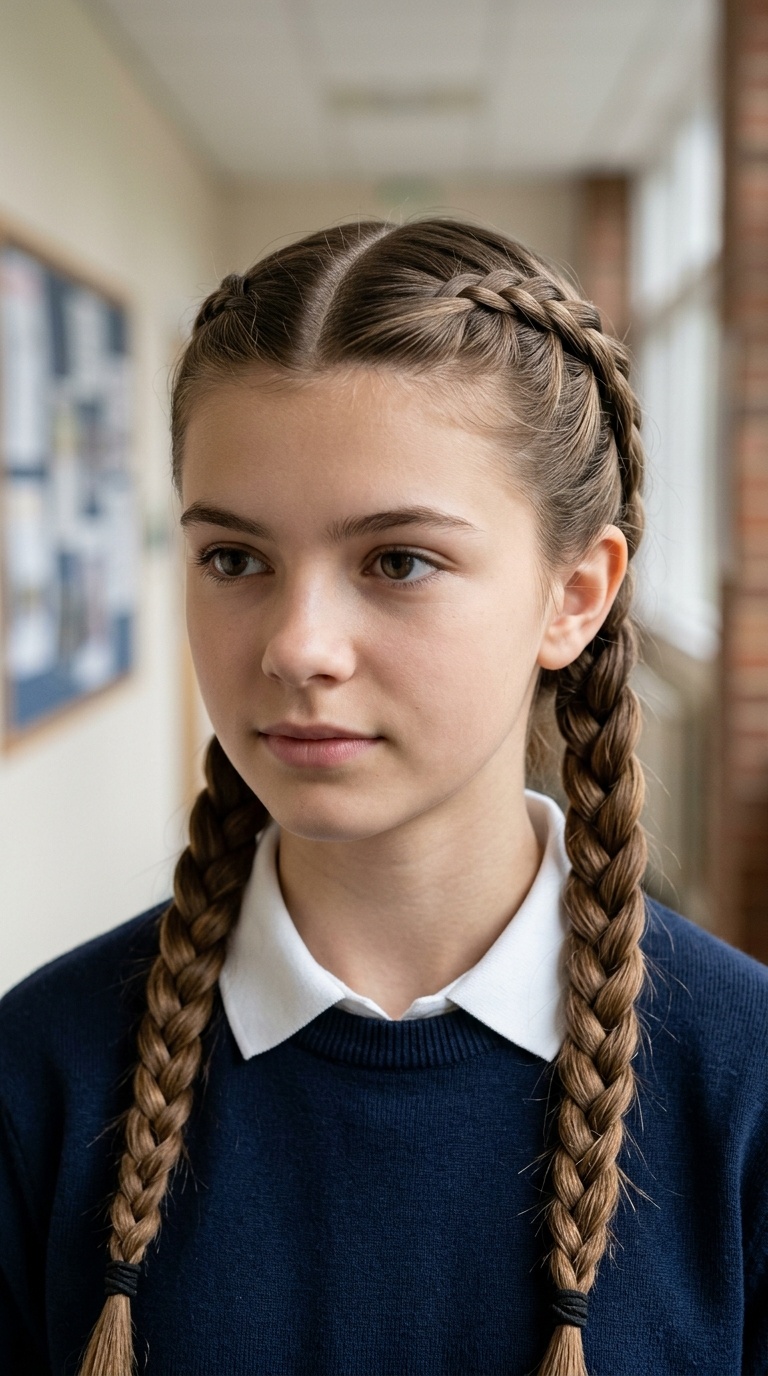 Classic Middle Part Twin Plaits
