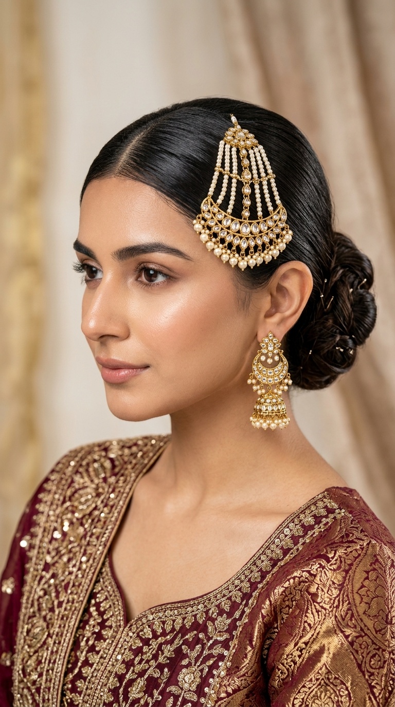 Classic Middle-Parted Low Bun