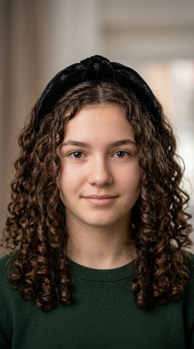Classic Padded Headband with Loose Ringlets