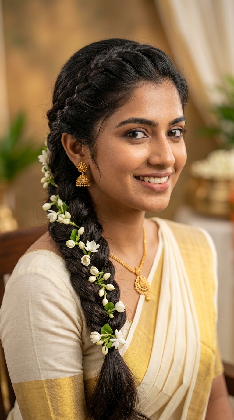 Classic Side Braid with Jasmine