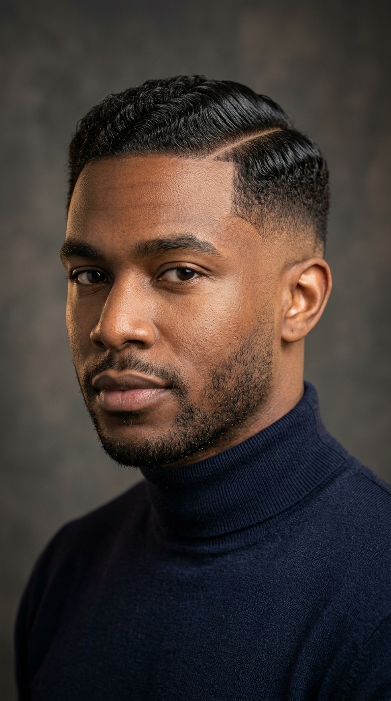 Classic Side Part with Temple Fade