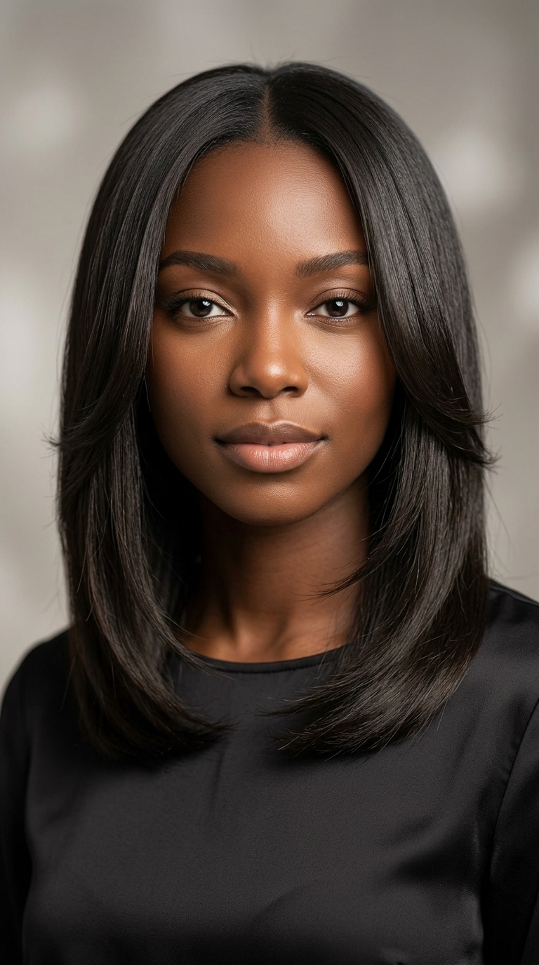 Classic Silk Press with Face-Framing Layers
