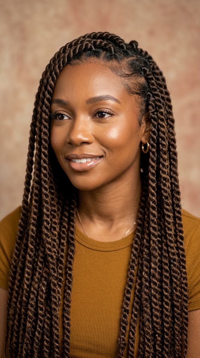 Classic Waist-Length Rope Twists