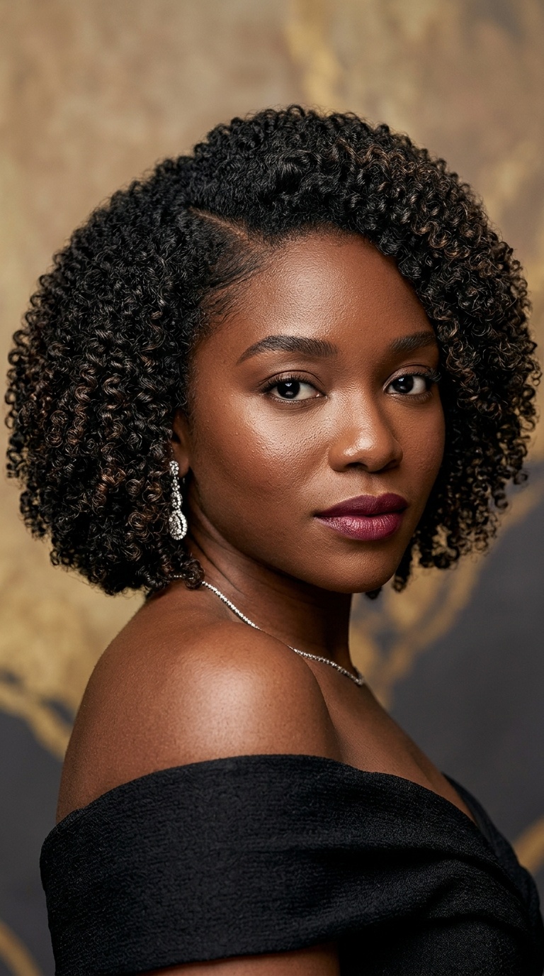 Coiled Bob with a Deep Side Part