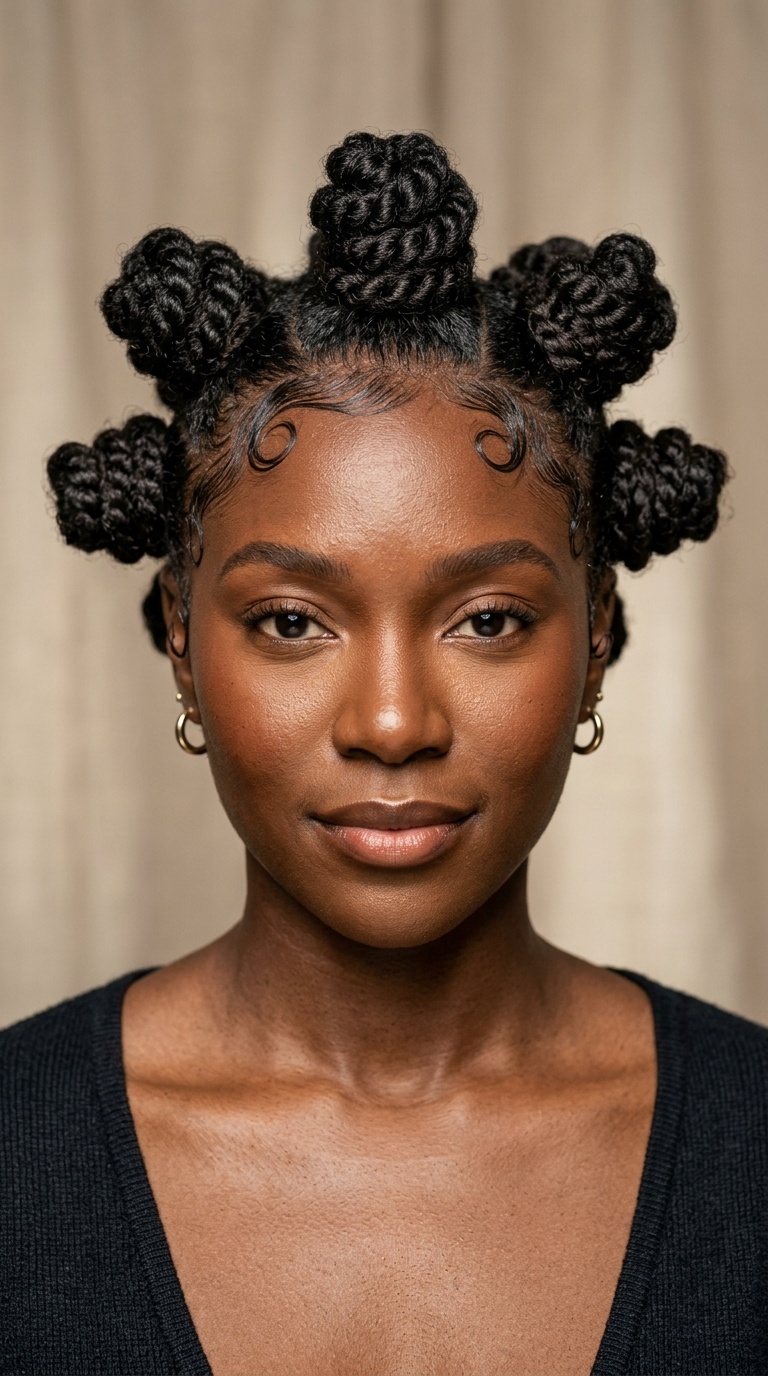 Coiled Space Knots with Baby Hair Art