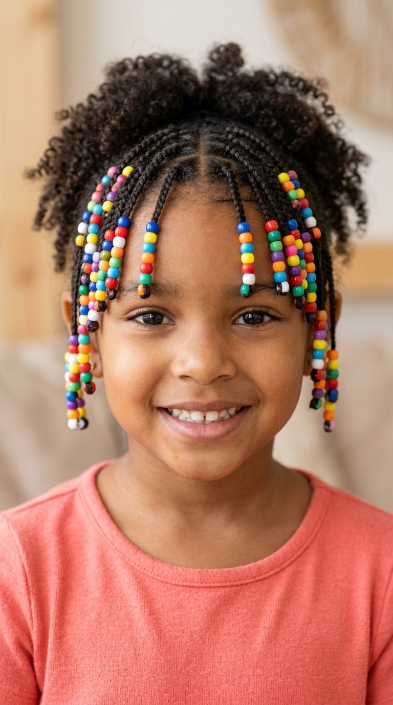 Colorful Beaded Braids in the Front