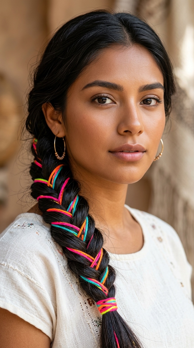 Contemporary Fishtail with Neon Embroidery Thread