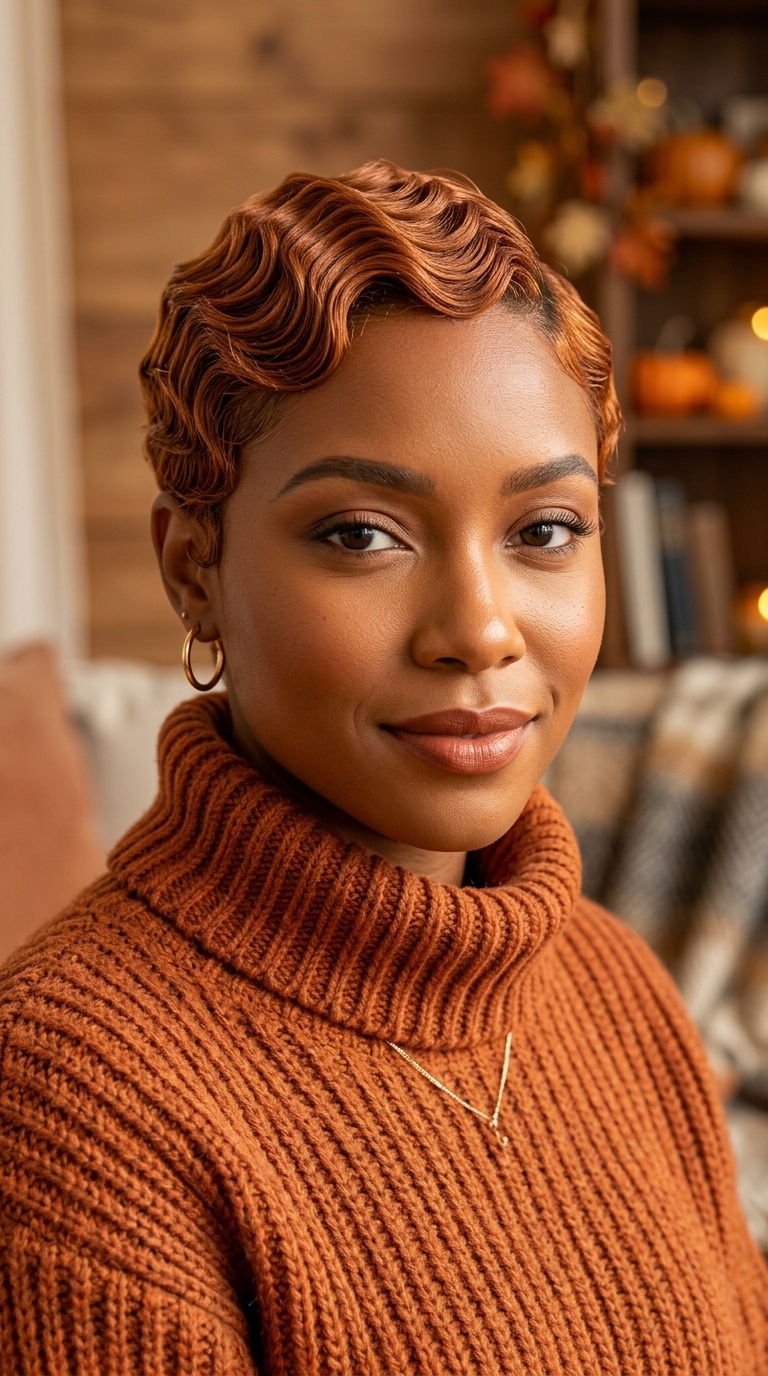 Copper-Toned Finger Waves