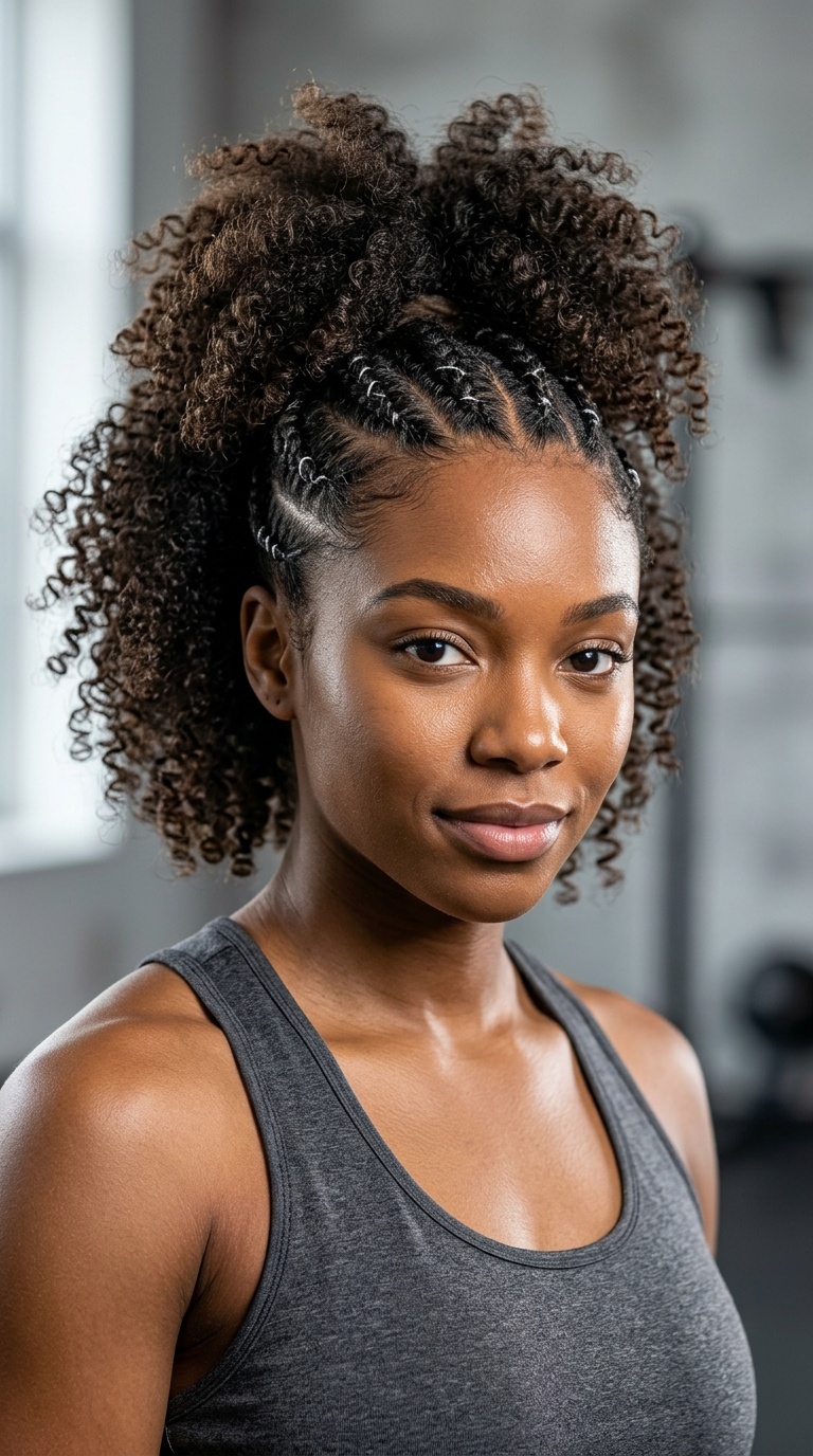 Cornrow-Accented Puff