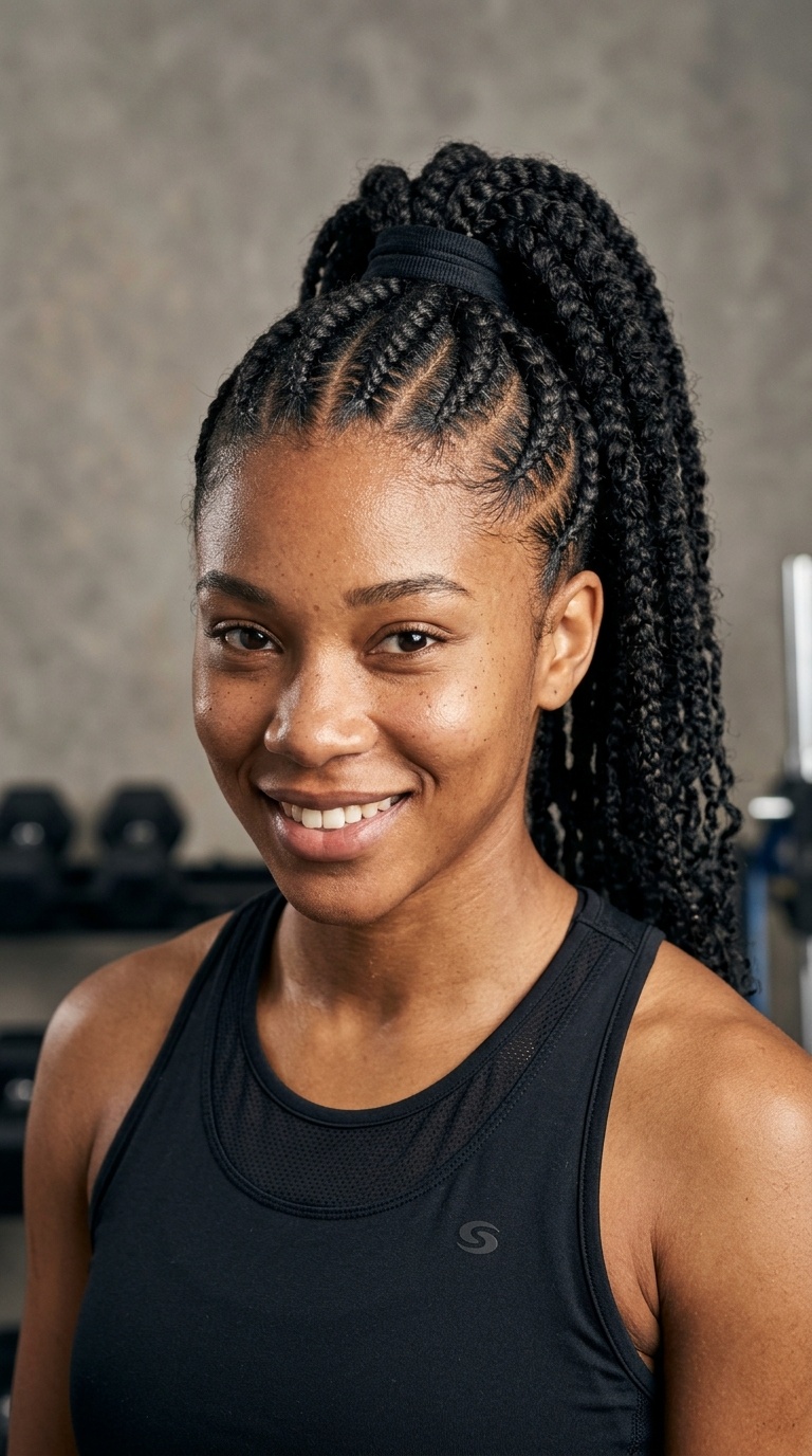 Cornrow Accents into High Pony