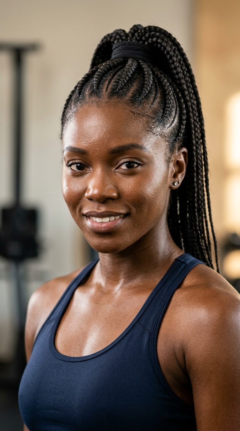 Cornrow Accents with a High Tail