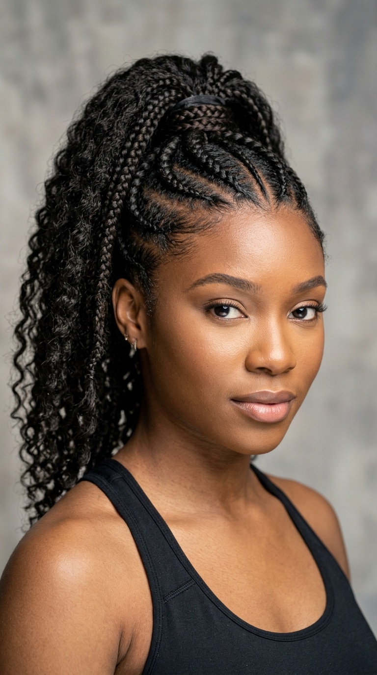Cornrow Accents with High Ponytail