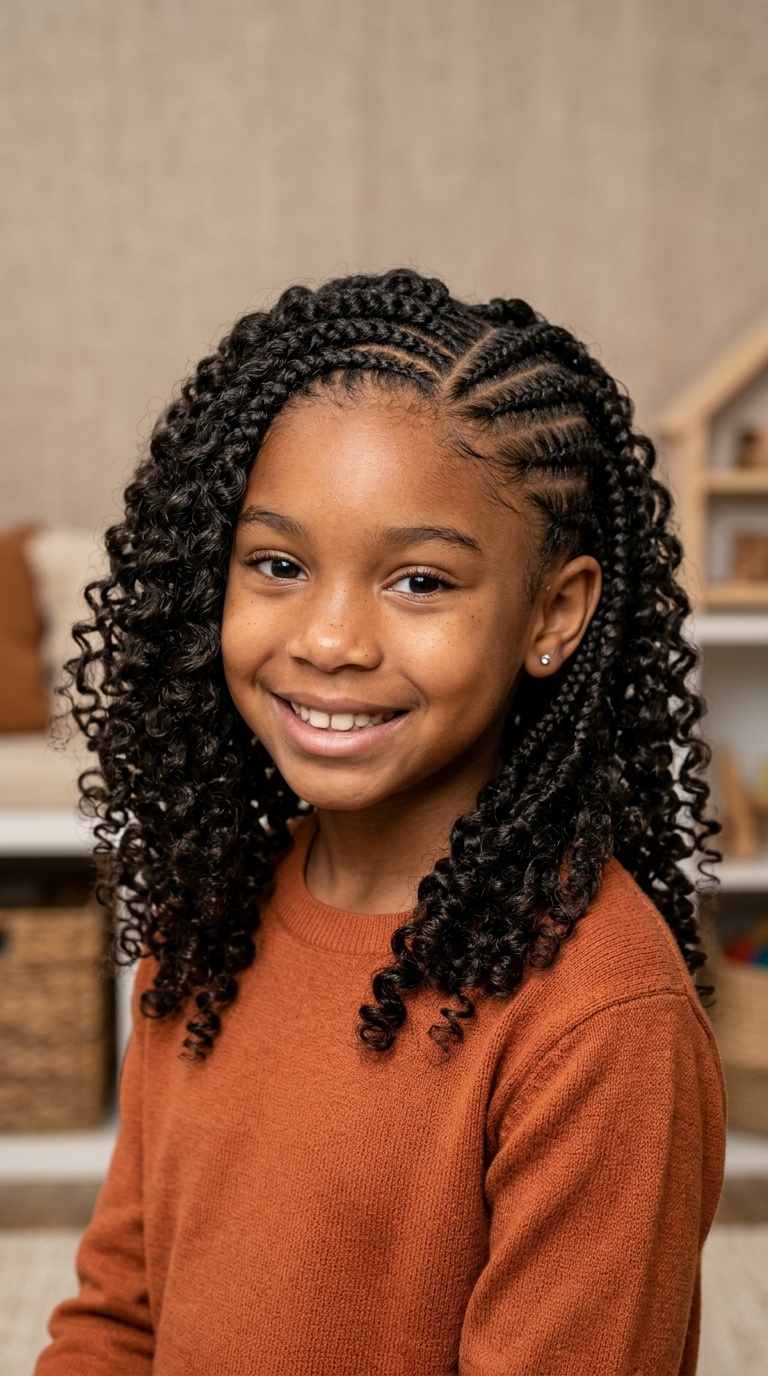 Cornrow Accents with Loose Curls